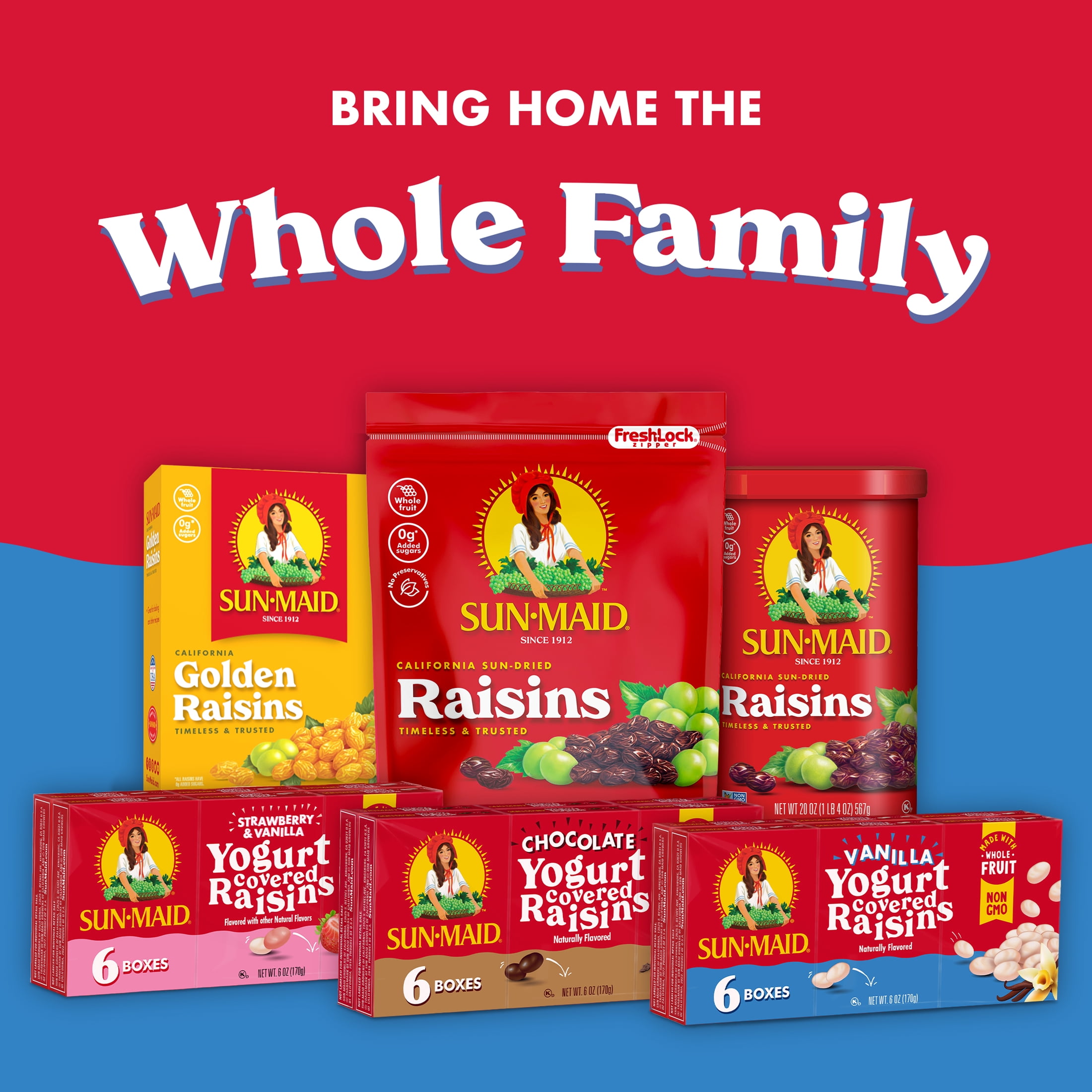 Sun-Maid, Vanilla Yogurt Covered Raisins, 6-Pack/1oz Cartons