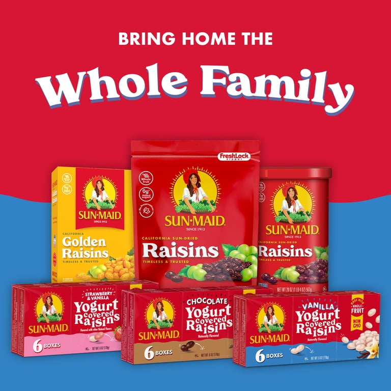Sun-Maid, Vanilla Yogurt Covered Raisins, 6-Pack/1oz Cartons