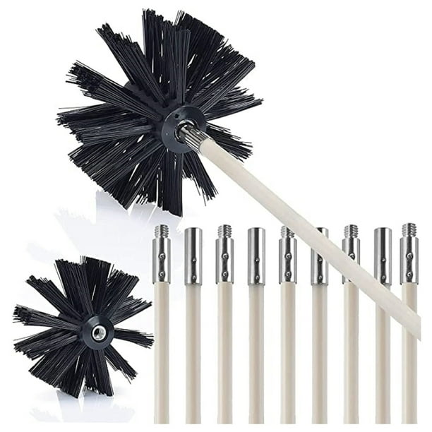 Rotary Chimney Brush with Long Handle Flexible Rod Dryer Fireplace