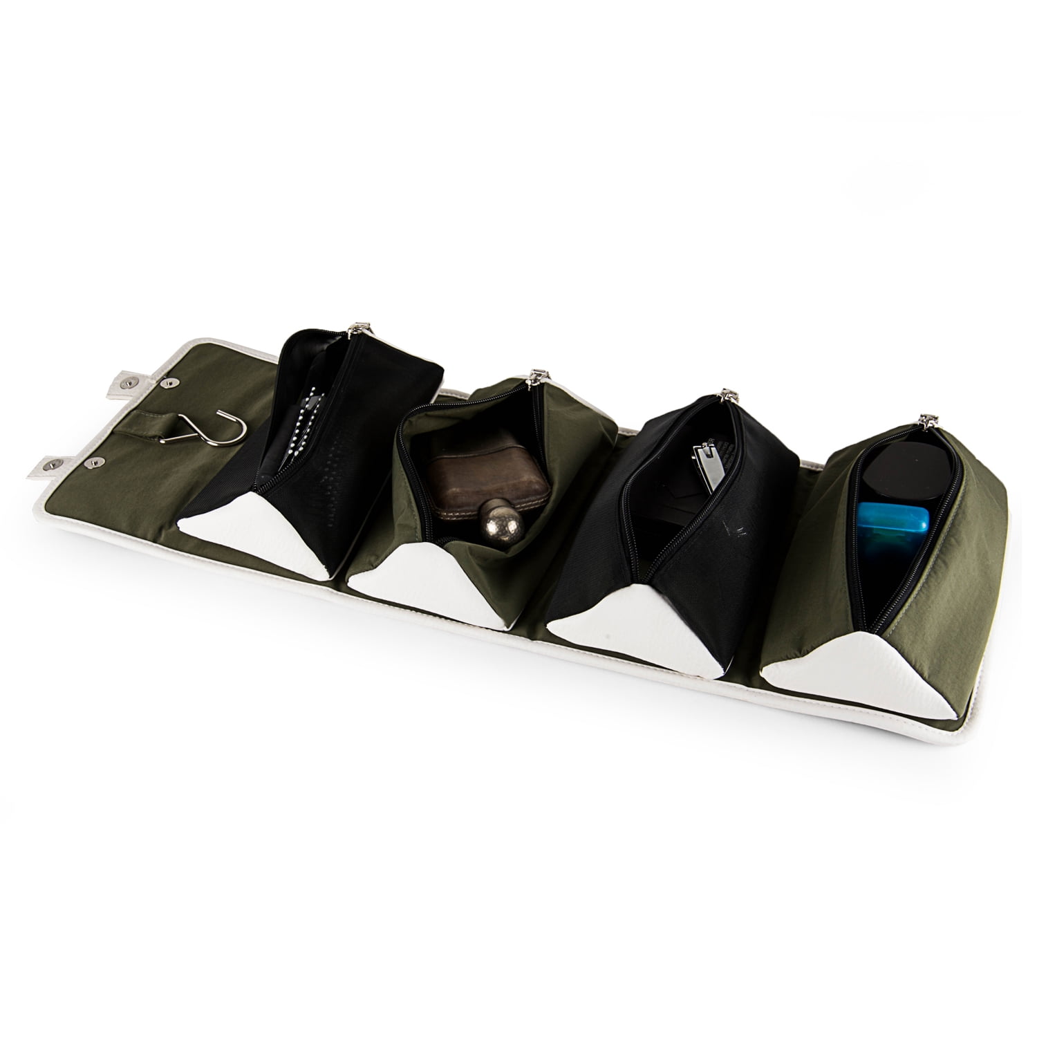 Travel Toiletry Organizer – Compact Hanging Leatherette Bag with 4 Removable Compartments for Men & Women