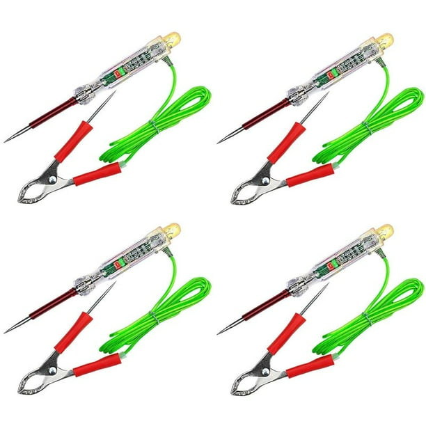 4X Probador de Circuito LED Automotriz Luz de Prueba de 6-24 V Con Sondas Dobles Pinza de Cocodrilo de Alambre de 47 Pulgadas para Prueba