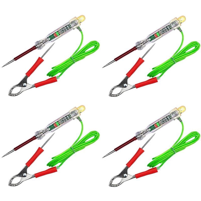 4X Probador de Circuito LED Automotriz Luz de Prueba de 6-24 V Con Sondas Dobles Pinza de Cocodrilo de Alambre de 47 Pulgadas para Prueba