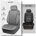 thumbnail image 4 of Fundas para asientos de coche CAR PASS con ribetes de piel sintética de lujo, color gris, 4 of 7