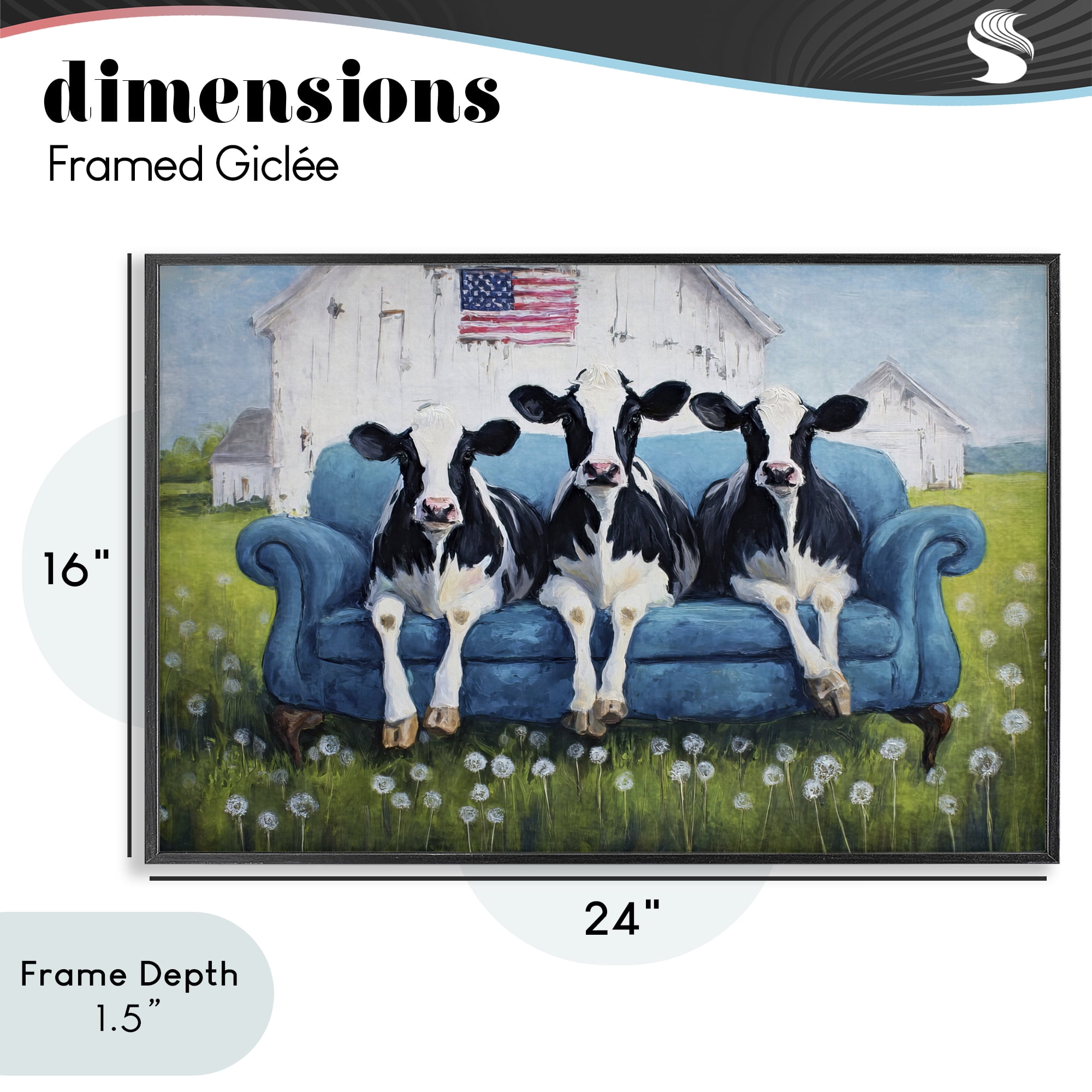 Stupell Industries Barnyard Sofa Sisters Black Framed Giclee Art, design by Tina LeCour