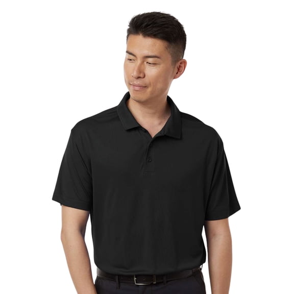 AllPro Men's Polo Shirts Short Sleeve Collar T-Shirt 100% Polyester Dry Fit Performance Polo (Black, M)