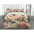 thumbnail image 4 of Ambesonne Pink Quilted Bedspread Set 3 Pcs, Blush Tone Dreamy Paris Print, Queen Size, Rose Pale Seafoam Ecru, 4 of 4