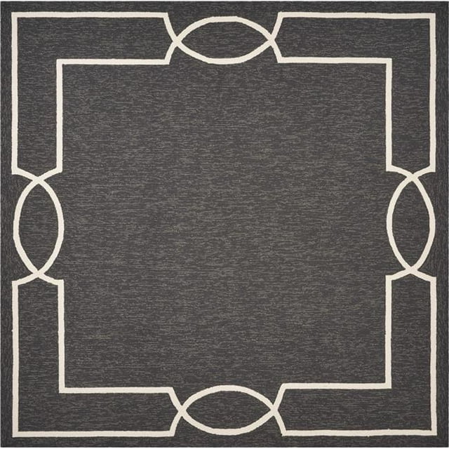 HomeRoots 354112 7 ft. Square UV-Treated Polypropylene Onyx Area Rug