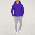 thumbnail image 2 of Ecqkame&nbsp;Two Piece Sets for Men Fleece Solid Solid Long Sleeve Hoodies Elastic Waist Joggers Sweatpants Comfortable Sweatsuit&nbsp;Purple&nbsp;XL, 2 of 7