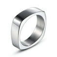 thumbnail image 2 of EOEMY 7mm Square Shape Ring For Men Stainless Steel Smooth Black Silver Ring Size 8-13, 2 of 9
