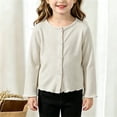 thumbnail image 5 of UACY Girls' Ribbed Knit Cardigan Long Sleeve Button down Lightweight Sweater Toddler Knitwear Button Closure Ruffled Outwear Tops, 5 of 6