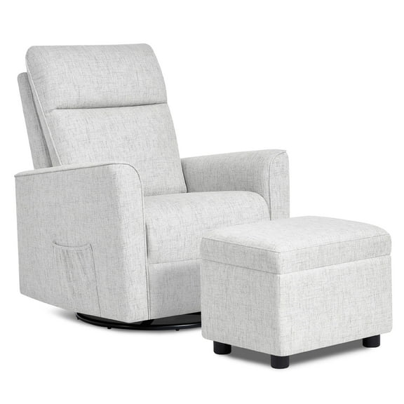 Evolur Aria Swivel Glider with Ottoman / Swivel Glider / Easy assembly Leisure Chair, Fog Grey