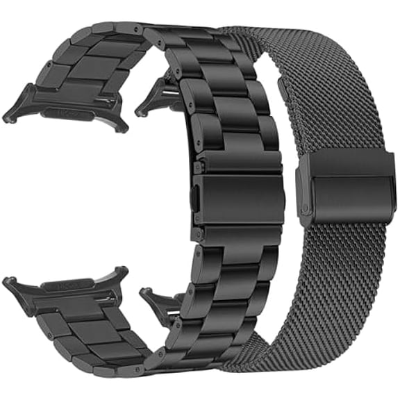xixishop Band 2 Pack for Galaxy Watch 8 40mm 44mm / Classic 46mm 2025, No Gap Solid Stainless Steel Watchband   Mesh Strap for Samsung Galaxy Watch8 Men Women