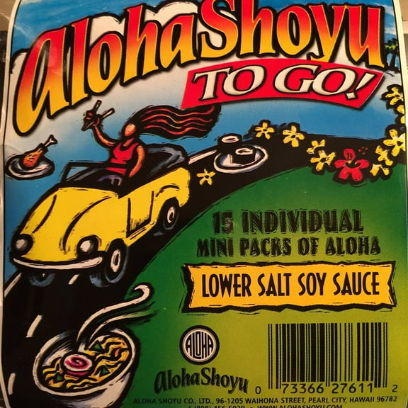 Aloha Shoyu To Go - Lower Salt Soy Sauce (15 Individual Packets) | Made in Hawaii