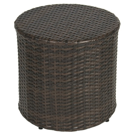 Best Choice Products Outdoor Round Wicker Rattan Barrel Side Table Patio Furniture w/ Storage, Steel Frame for Garden, Backyard, Porch, Pool - (Best Pool For Garden)