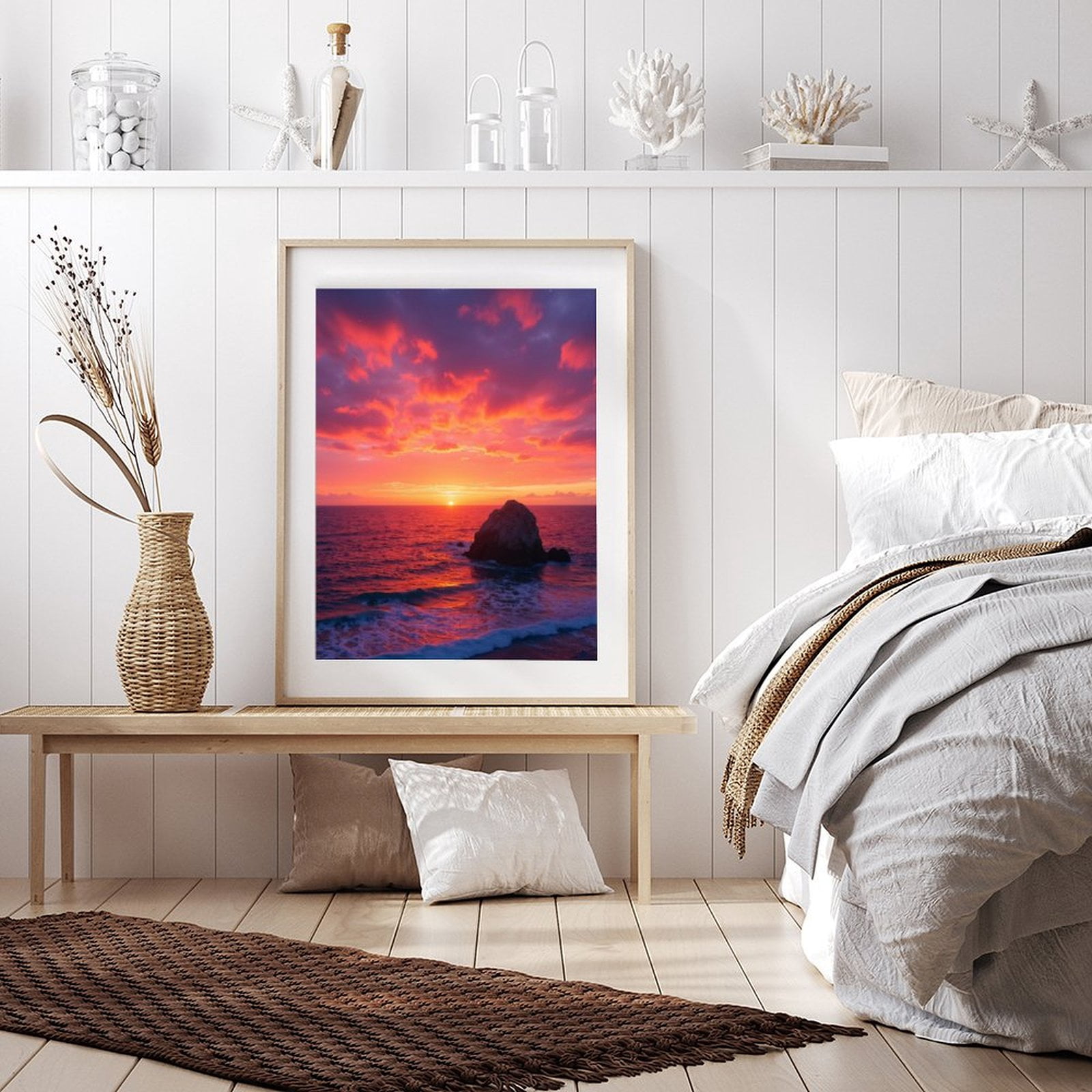 Diamond Art Kit for Adults, Ocean Sunset Sky Rock Waves Diamond Painting for Adults Beginners, DIY Diamond Art Painting Kits, 5D Diamond Painting Crafts for Home Decor 12x16 Frameless