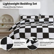dzyqwe LUCKYBULL Queen Comforter Set 3 Pieces Fluffy Bedding Set Black Plaid Down Alternative Comforter Checkered Soft Textured Comforter with 2 Pillowcases All Black and White