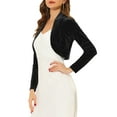 thumbnail image 4 of DARING DIVA Women's Velvet Open Front Cropped Bolero Cardigan S Black, 4 of 6