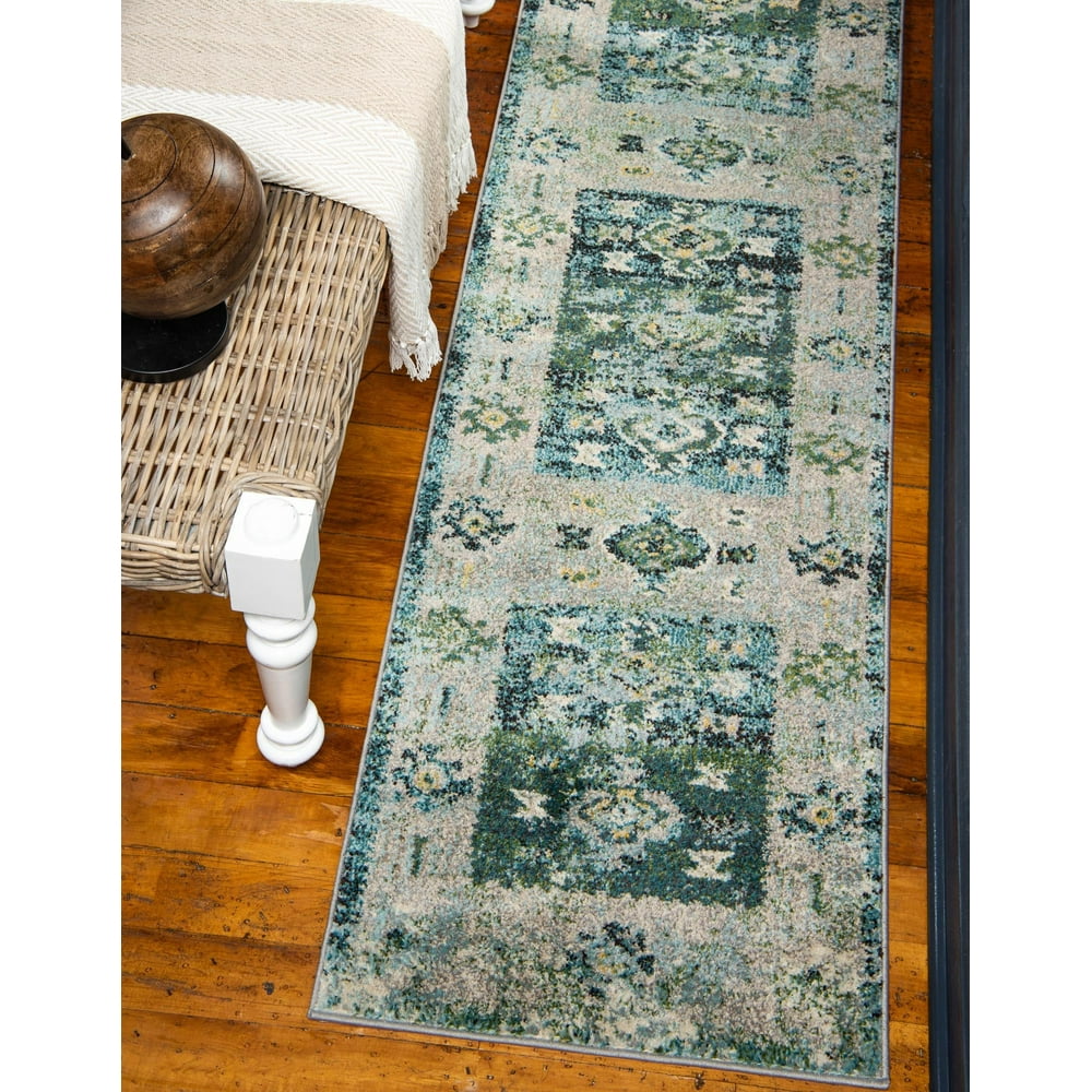 El Paso Collection Rug 10 Ft Runner Green Medium Rug Perfect