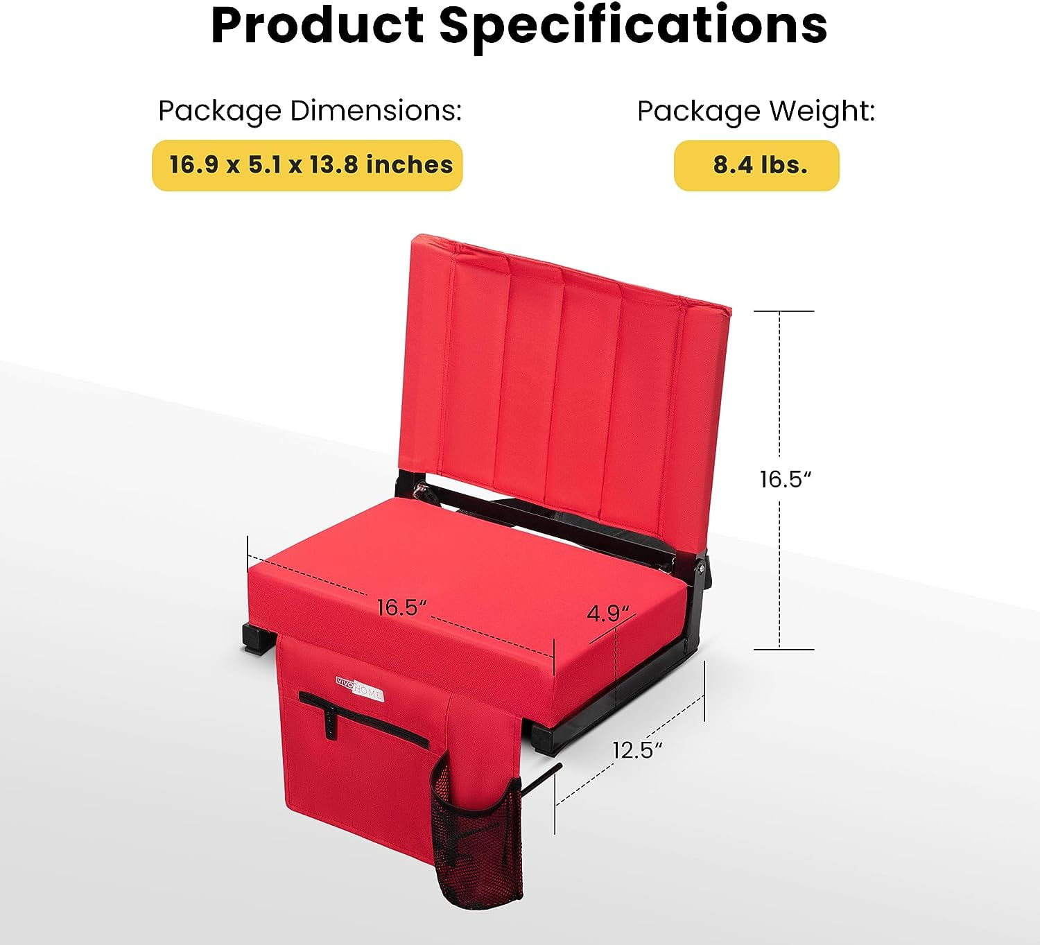 Portable Stadium Seat for Bleachers with Back Support, Folding Bleacher Chair with Cup Holder and Shoulder Strap