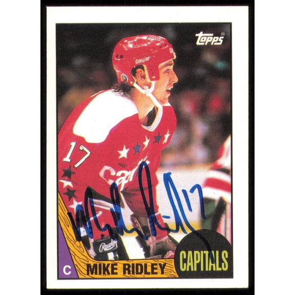 Mike Ridley Autographed 1987-88 Topps Card #8 Washington Capitals SKU #255221