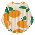 thumbnail image 4 of Orange Fruit Pattern Simple Design Women's V-Neck Blouse With 3/4 Ruffled Bell Sleeves Casual Top Ladies Blouses, 4 of 7