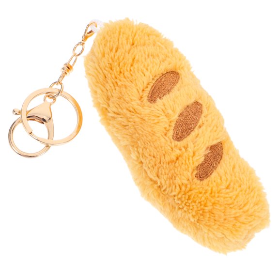 Hemoton Adorable Plush Baguette Keychain Fashionable Realistic Food Charm Hanging Ornament Fuzzy Keychain for Handbag Backpack Purse