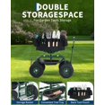 thumbnail image 4 of YUSAZENS Tabouret de Jardin Roulant Rotatif à 360Degrees avec Poignée Rétractable 4 Roues Cadre Double Dossier Accoudoir Structure en Fer et Caoutchouc Vert Menthe, 4 of 8