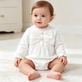 thumbnail image 3 of Lumosvexa Baby Brief Bodysuit Crew Neck Long Sleeve Cute Bowknot Fall Winter Casual Onesie White 6M, 3 of 10