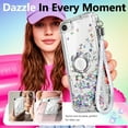 thumbnail image 5 of Nagebee Case for iPhone SE 3 5G 2022, iPhone SE 2 2020, iPhone 8 7 6S 6 with Tempered Glass Screen Protector, Glitter Liquid Bling Diamond, [Ring Holder & Wrist Strap] Case (Gem), 5 of 10