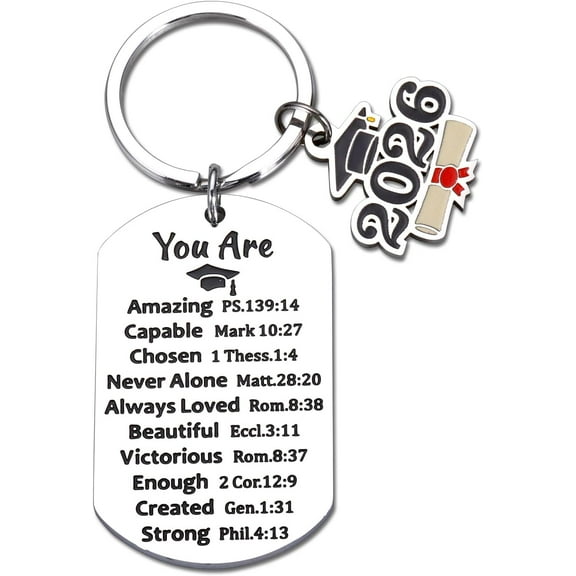 Class of 2026 Senior 2026 Keychain, First Day of Senior Year Gift Ideas, Christian Graduation Gift for Her Him, Graduation Gift Keychain for College High School Student Graduations Announcements 2026