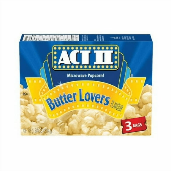 Act ii Microwave Gourmet Popcorn - Butter Lovers (3 x 78g Snack-Size Bags), {Imported from Canada}