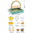 thumbnail image 2 of Juego de madera para fiesta de té y pastel de postre para niñas pequeñas, juego de té para niños pequeños, juguetes de madera, cocina de comida de juego de madera, 2 of 5