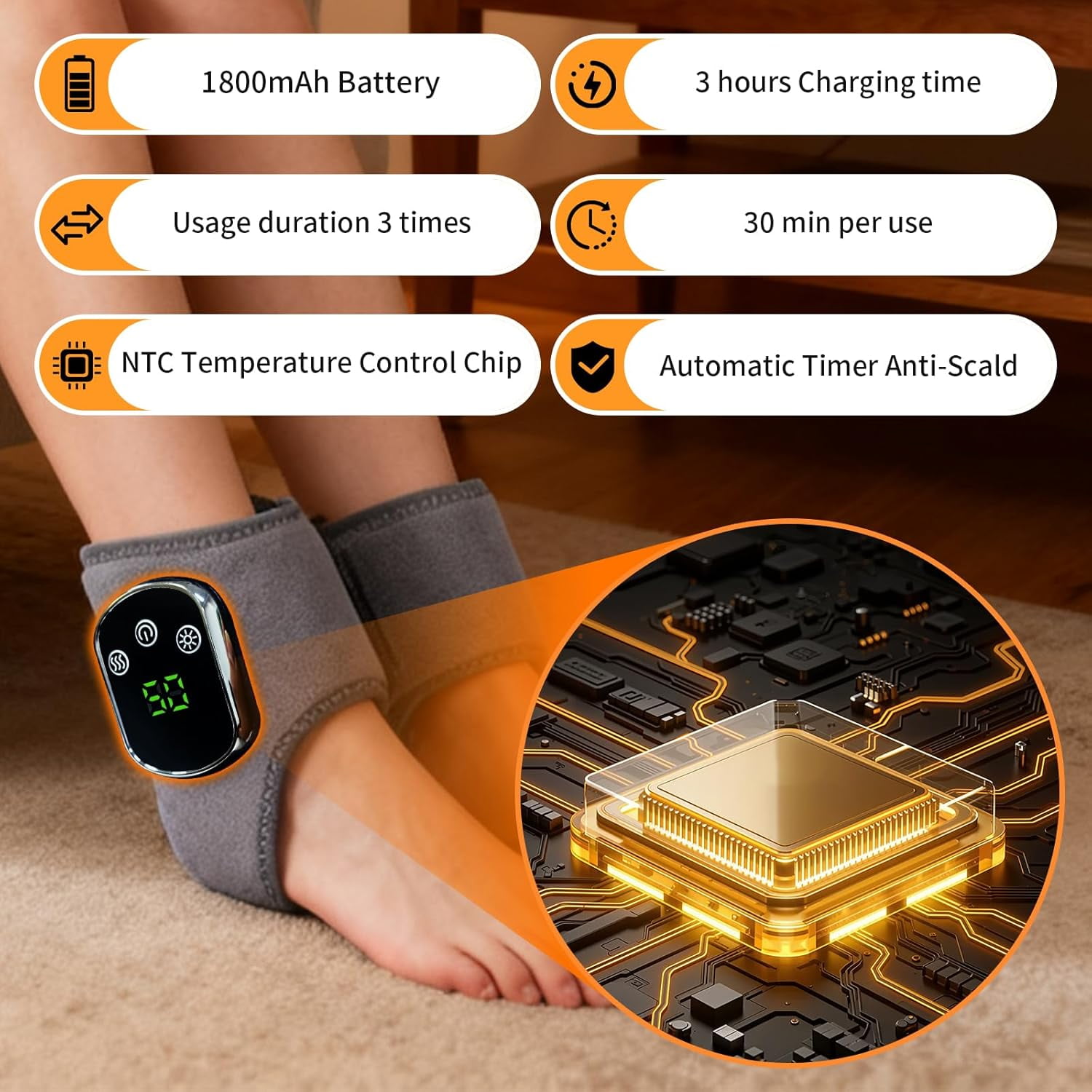 Foot Massager for Neuropathy, Footrenews Triple Method Massager, Ankle Massager for Circulation and Pain Relief, Foot Massager Plantar Fasciitis with Heat & Vibration, Smart Timer, Touch Screen