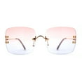 thumbnail image 1 of Womens Rimless Rectangle 90s Designer Sunglasses Gold Red Blue, 1 of 4