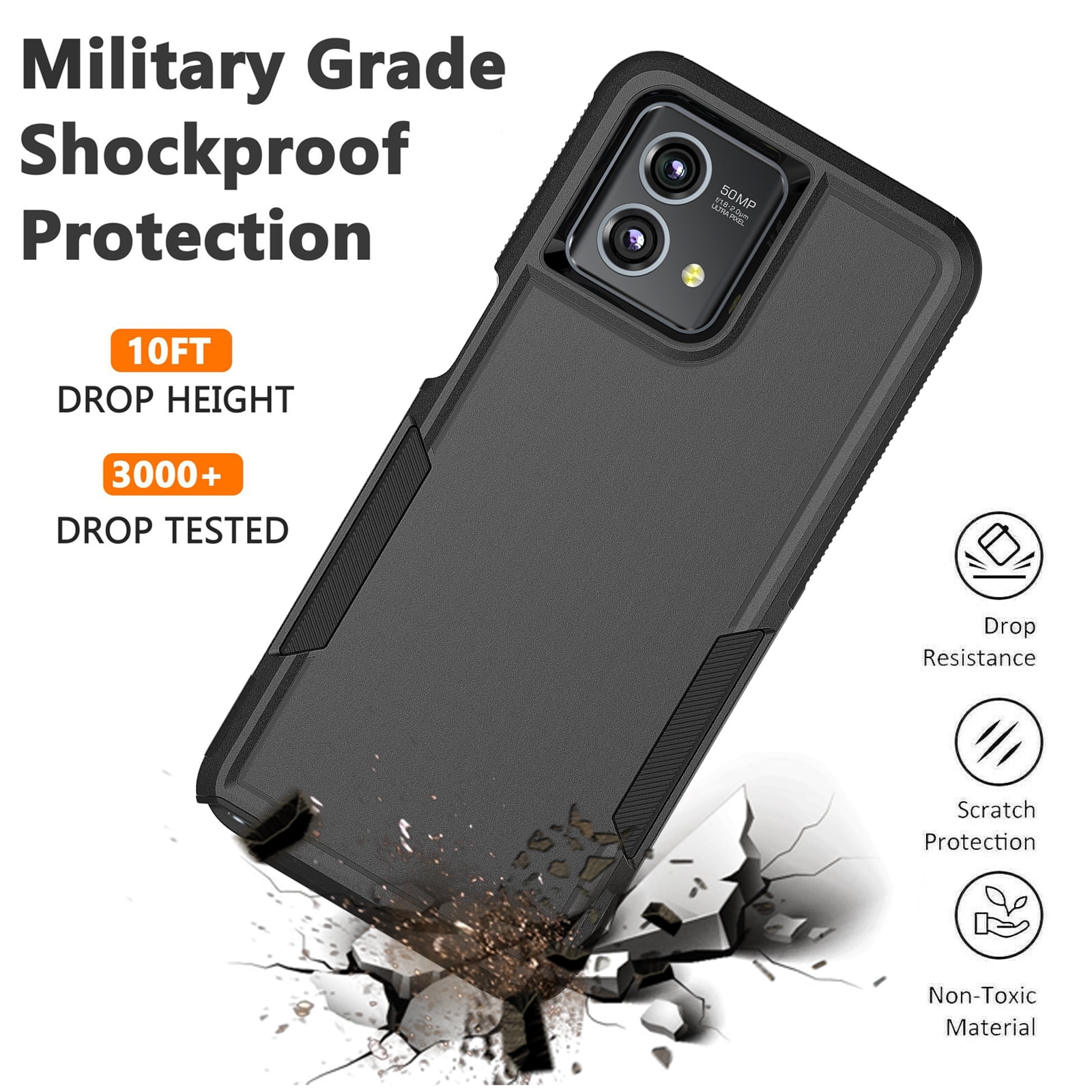 Buy For Motorola Moto G84 5G Case, Rugged Shockproof Heavy Duty Snti Slip  Protective Case Cover (Black) Online