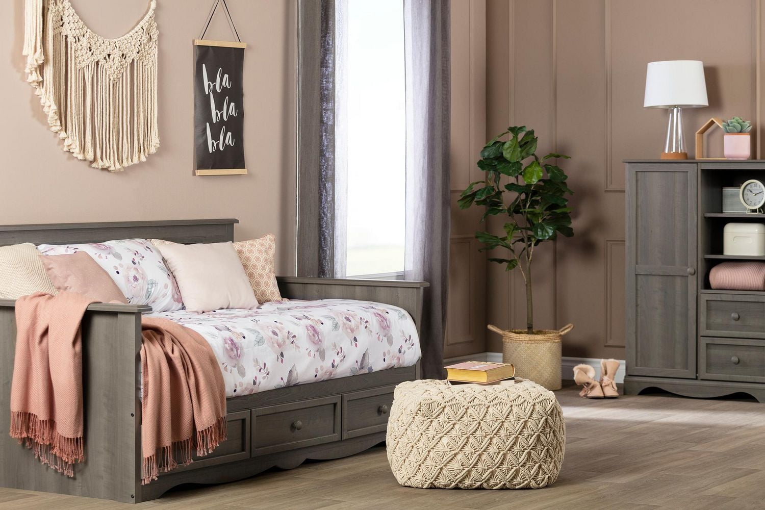 South Shore DreamIt Housse de couette aquarelle Florale-Blanc et rose