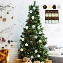 EGYMEN 16PC Velvet Christmas Balls, Flocked Ornament Spheres for Christmas Decoration, Plastic Holiday Tree Ornaments, Beautiful Hanging Xmas Decor for Festive Celebrations