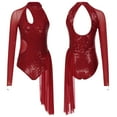 thumbnail image 4 of iiniim Women's Lyrical Dance Tank Bodysuit Cut Out Ballet Leotard Contemporary Dancewear A Burgundy XL, 4 of 7