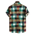 thumbnail image 2 of TAIAOJING Men Casual Shirts For Summer Cotton Linen Print Short Sleeve Colorblock Striped Lapel With Pocket Button Down Blouse Shirt, 2 of 5