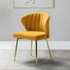 14 Karat Home Luna Velvet Side Chair for Bedroom or Living Room in Mustard