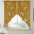 thumbnail image 2 of Japanese Style Swag Curtains for Kitchen/Bedroom/Living Room, Vintage Art Cranes Ocean Wave Yellow Scalloped Curtains 63 Inch Long, Window Swag Topper Curtains Valances 2 Panels Set 36"x63", 2 of 8