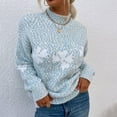 thumbnail image 5 of Tiweut Casual Christmas Sweaters Womens Long Sleeve High Neck Loose Fit Pullover Snowflake Graphic Knit Regular Tops,Sky Blue,M, 5 of 7