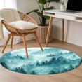 thumbnail image 4 of Teal Mountain Round Area Rug 3Ft Washable Small Circle Rugs for Kitchen Entryway, Misty Forest Nature Woodland Pine Tree Landscape Non-Slip Carpet Floor Mats Indoor Outdoor Carpet Runner Home Decor, 4 of 8