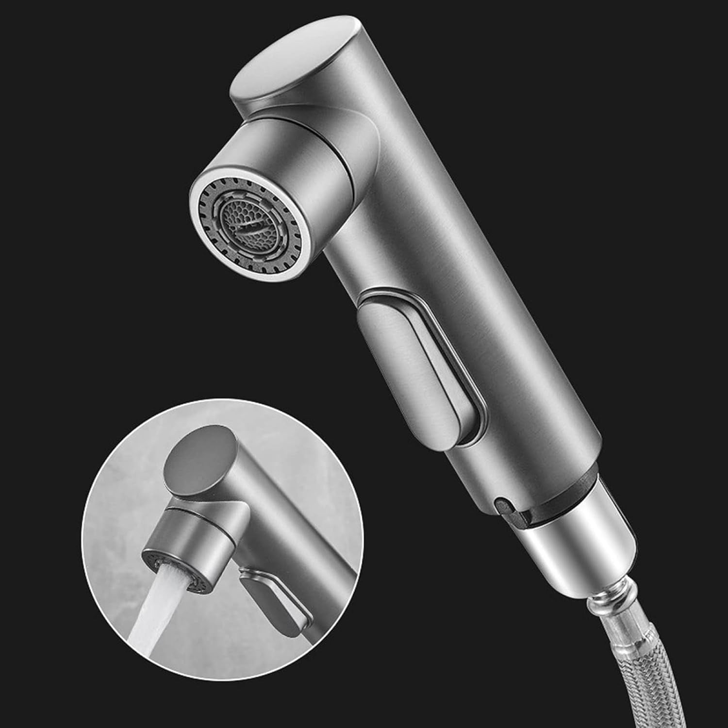 Bathroom Sink Faucet with Pull Out Sprayer Gun Gray,Single Handle Basin Mixer Tap for Hot and Cold Water,Single Hole Faucet for Bathroom Sink Brass