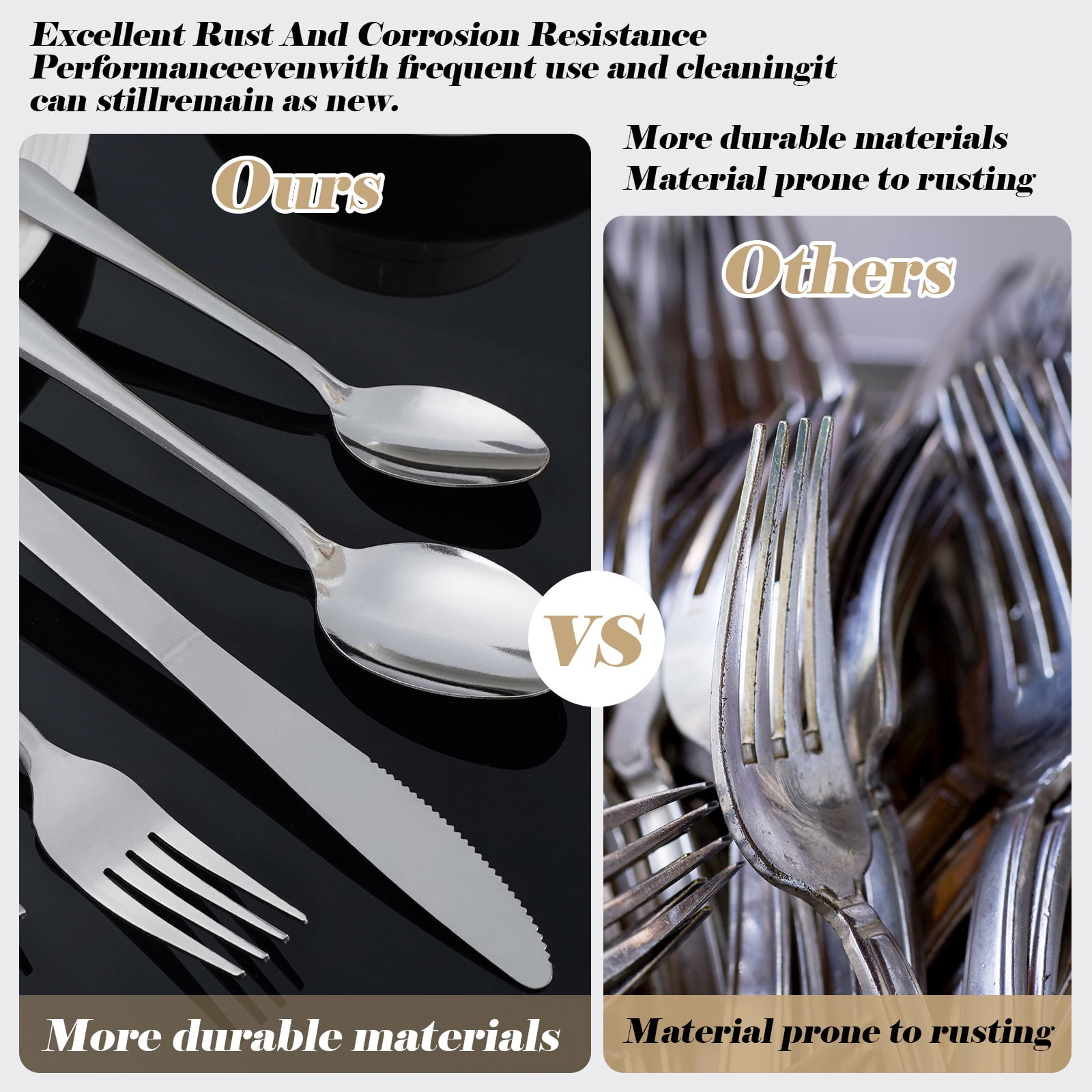 Kitchentrend Windsor Stainless Steel 60-Piece Flatware Set for 12 - Service for Home or Restaurant