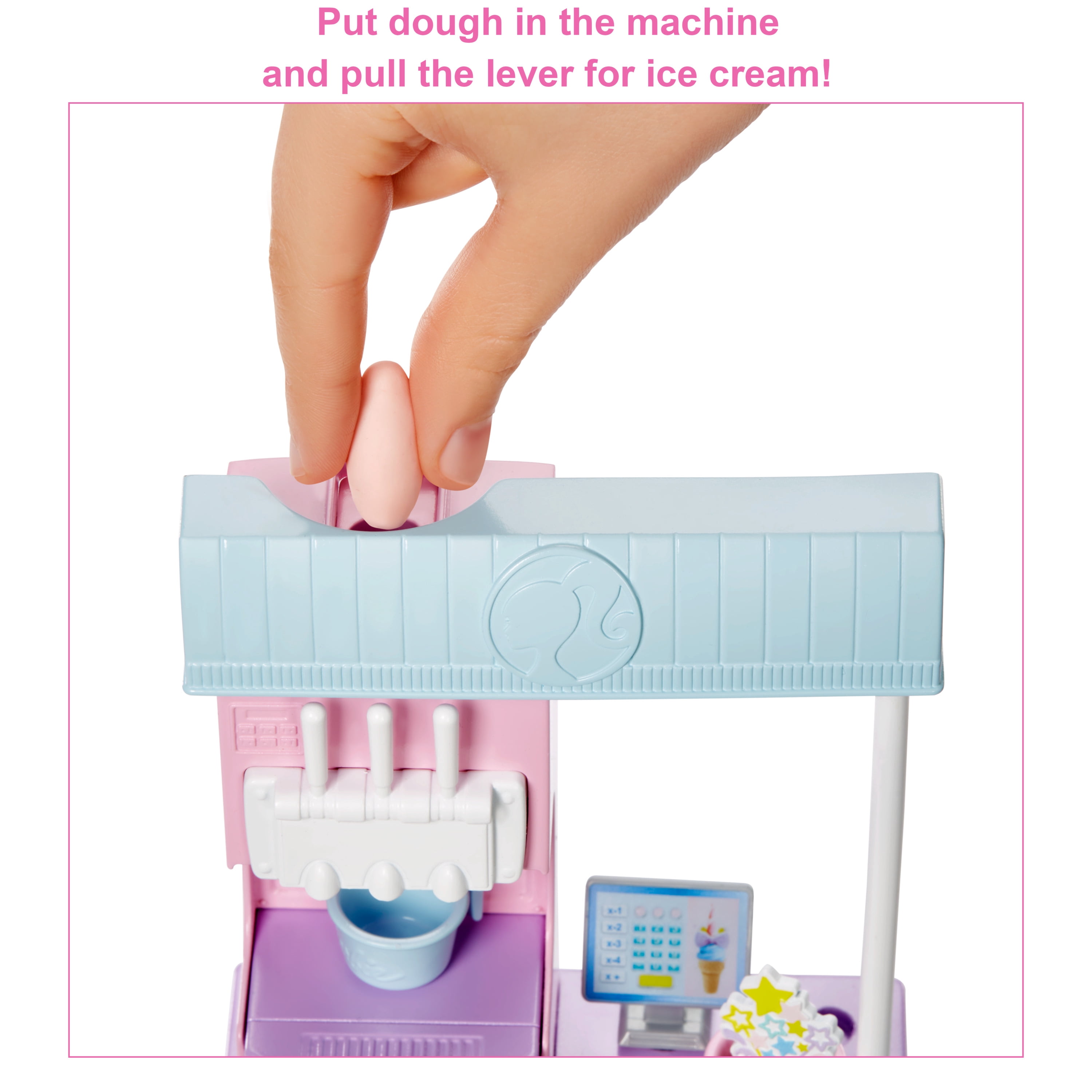 Barbie Careers Ice Cream Shop Playset with Blonde Doll, Ice Cream Machine, Molds, Dough, Accessories