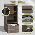 thumbnail image 5 of Homall Outdoor Rattan Storage Cabinet Patio Furniture Outside Vertical Storage Cabinet with Adjustable Shelves, Brown, 5 of 7