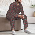 thumbnail image 7 of Fuzoiu Red And Orange On Blue Teal Print Men's Long-Sleeved Pajama,Lounge Button Down Nightwear,Mens Notch Collar Pajama Set -XX-Large, 7 of 7