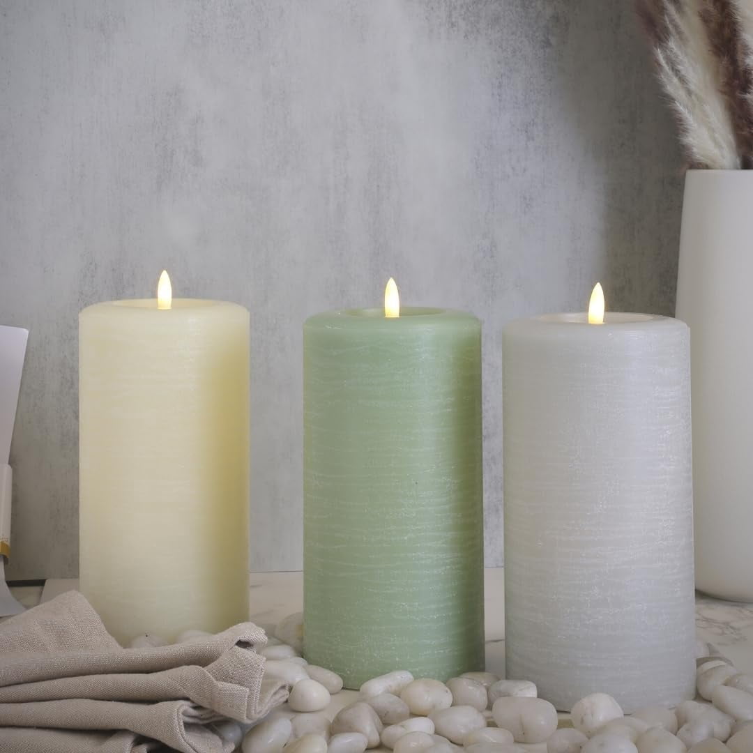 LumiPur Natural Glow Candles, Battery Operated Flameless LED Pillar Candle, Cocoa Brown, 3.5" x 7"