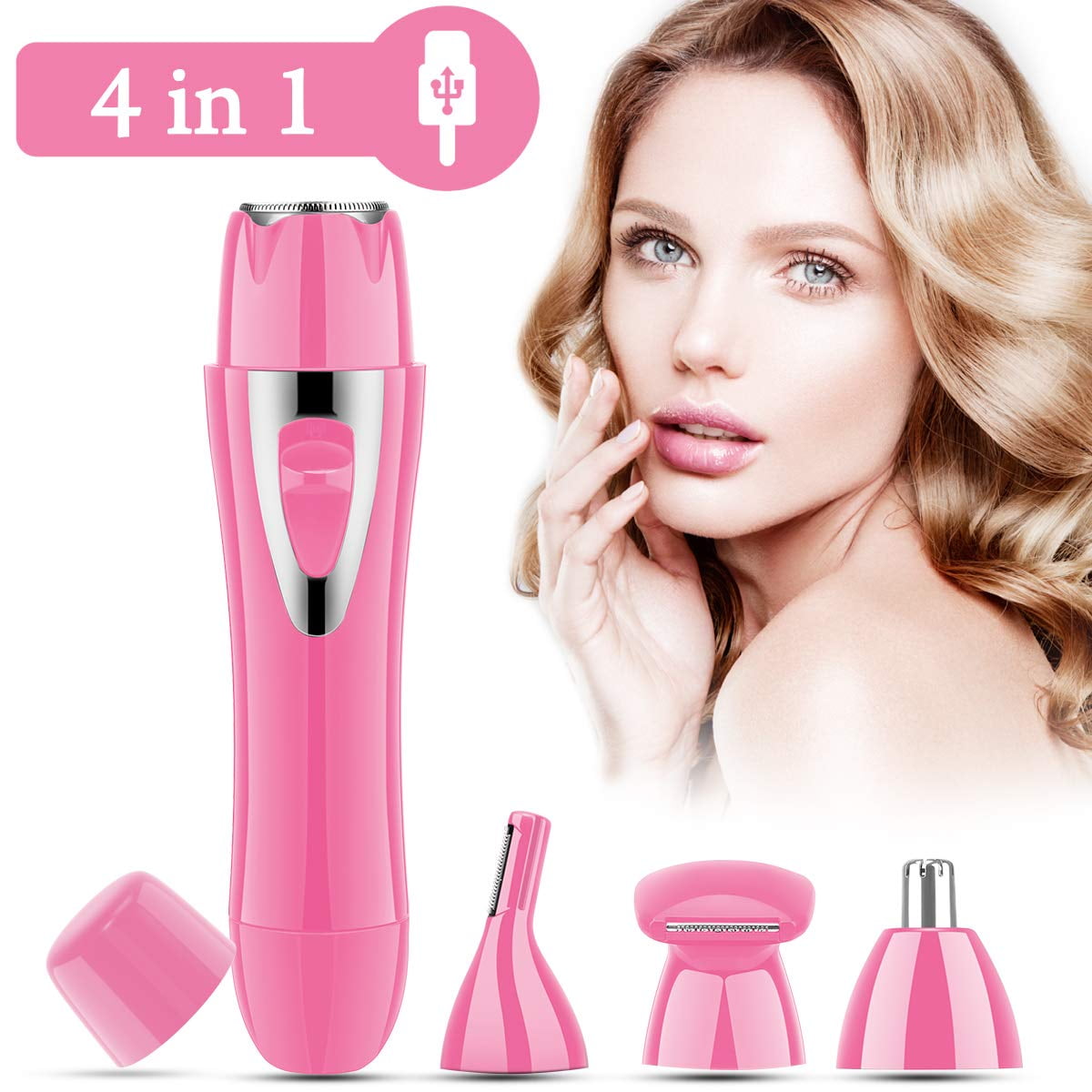 "Happyline" Facial Hair Remover for Women, 4 in 1 USB Ladies Electric